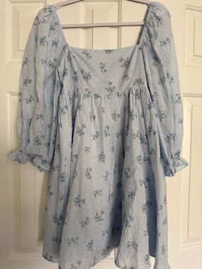 Lulus Always Charming Blue Babydoll Dress